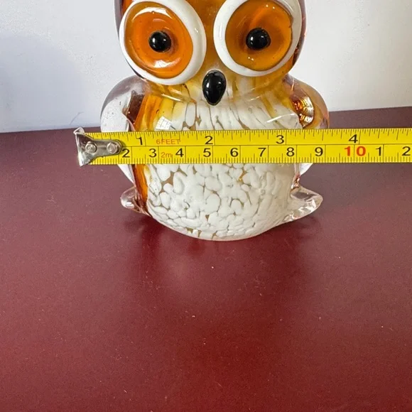 He’s Art Glass Handcrafted Glass Owl Figurine - Orange and White - Picture 7 of 7